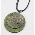 Vintage Rope Chain Disks Pendant Collier en cristal vert